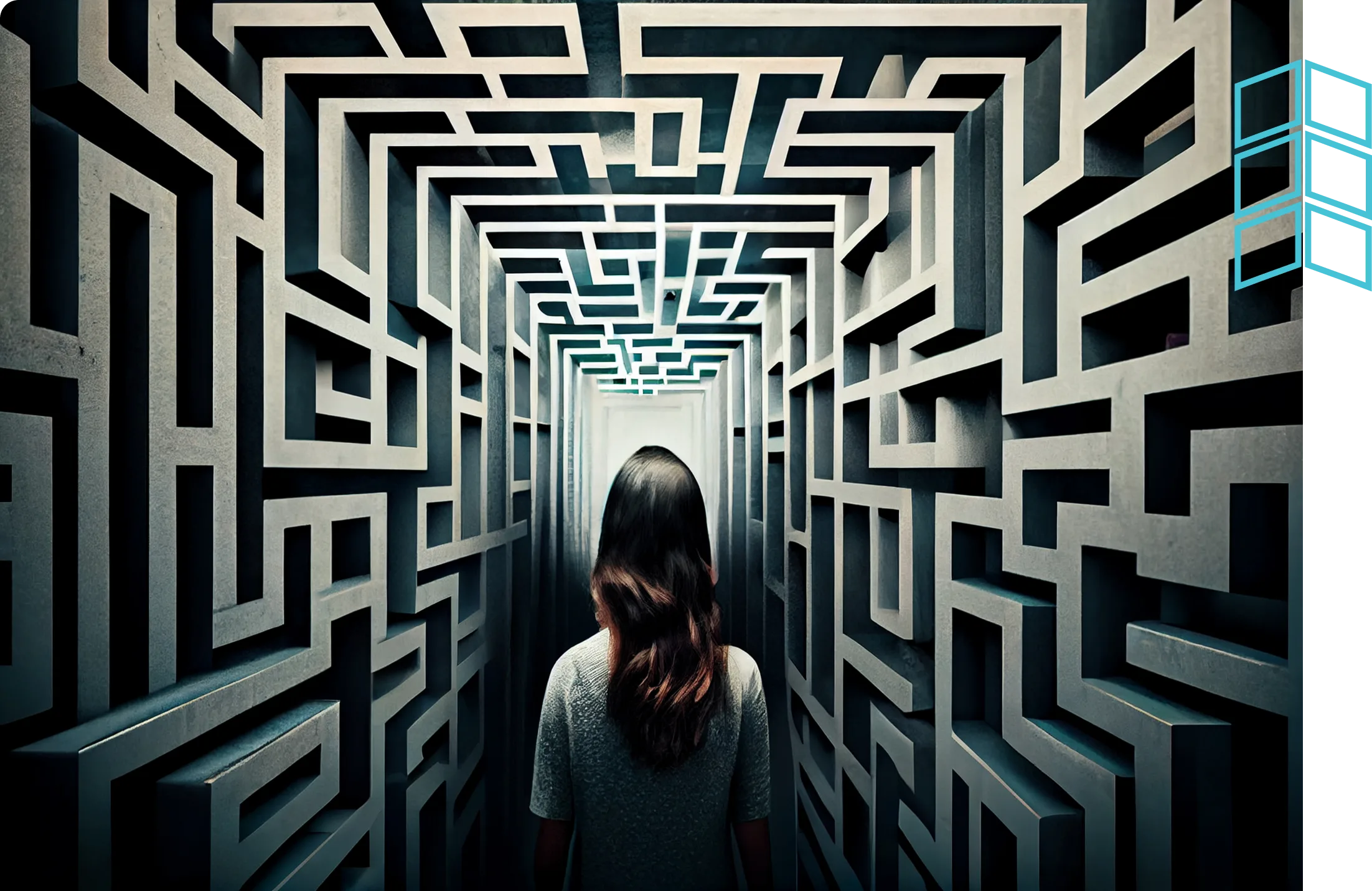 Person at the start of a complex maze, symbolizing the challenges for investors and accelerators in the startup ecosystem.