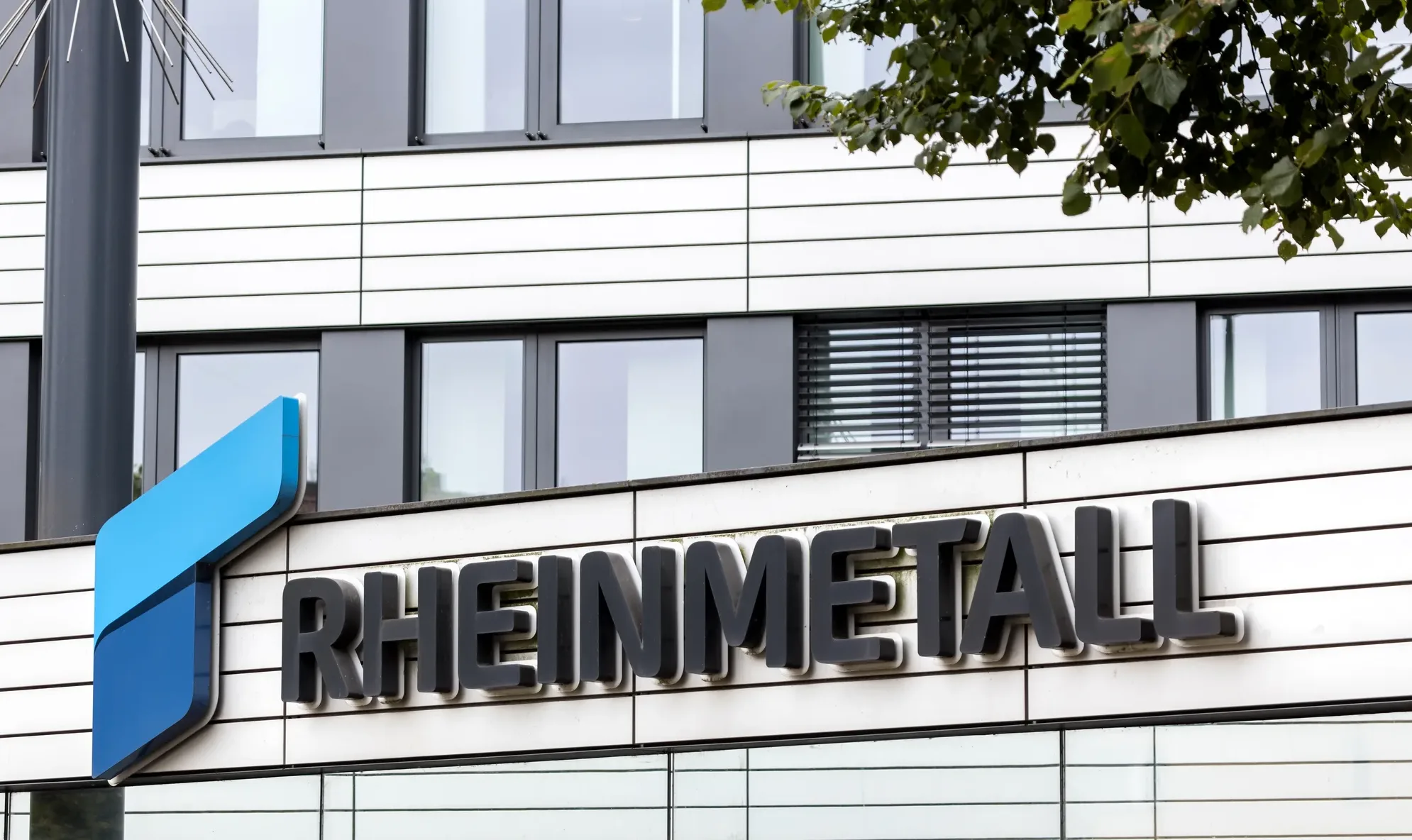 The headquarters of Rheinmetall, a German defense company whose stock is soaring due to increased European investment.